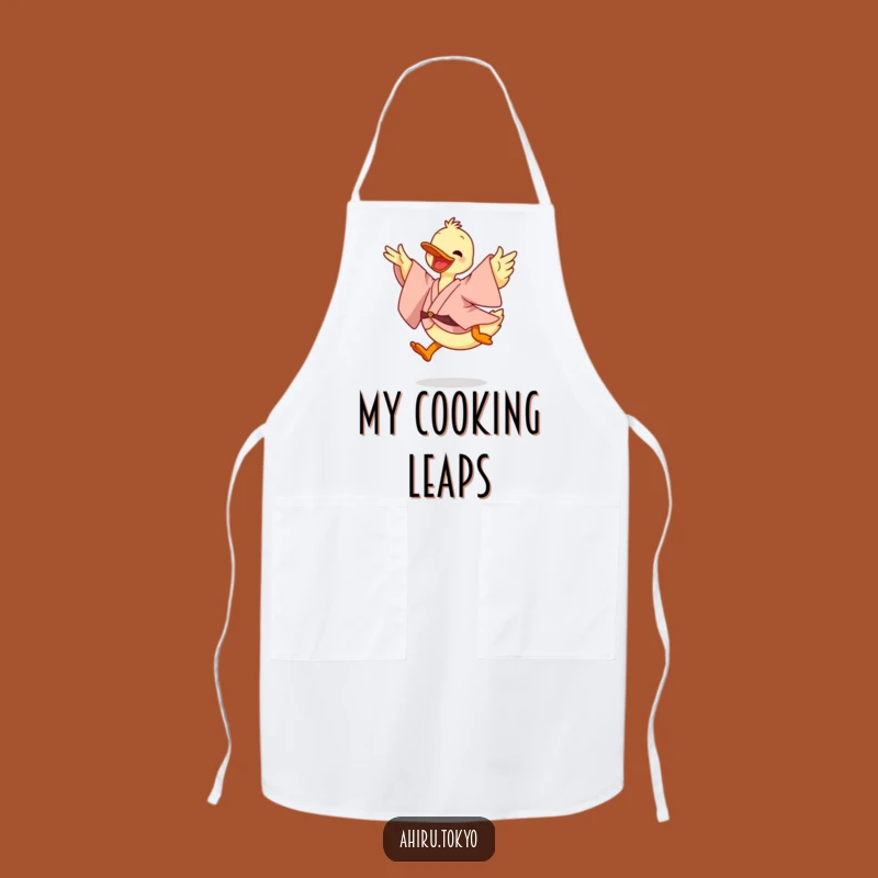 Funny Leaping Duck Apron: Kitchen Energy, Flowing Kimono Cooking Gift
