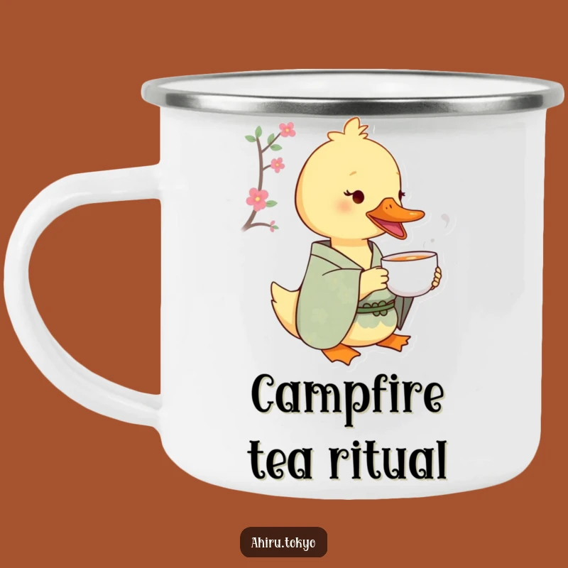 Funny Tea Sipping Duck Camping Mug: Outdoor Calm, Kimono Adventure Gift