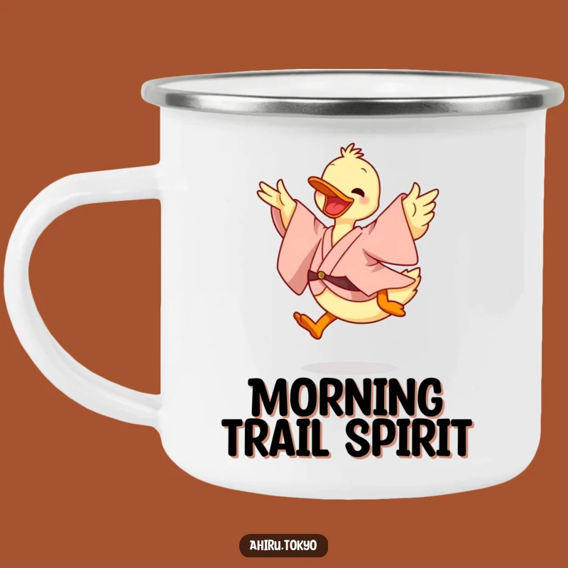 Funny Leaping Duck Camping Mug: Outdoor Energy, Kimono Adventure Gift