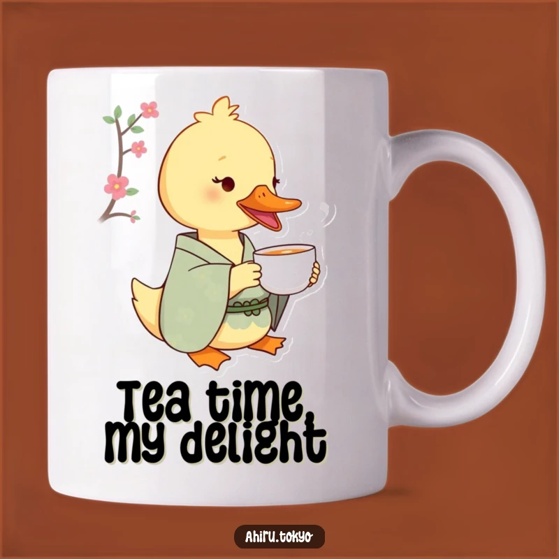 Funny Tea Sipping Duck Mug: Delightful Kimono Design, Humorous Gift for Relaxers