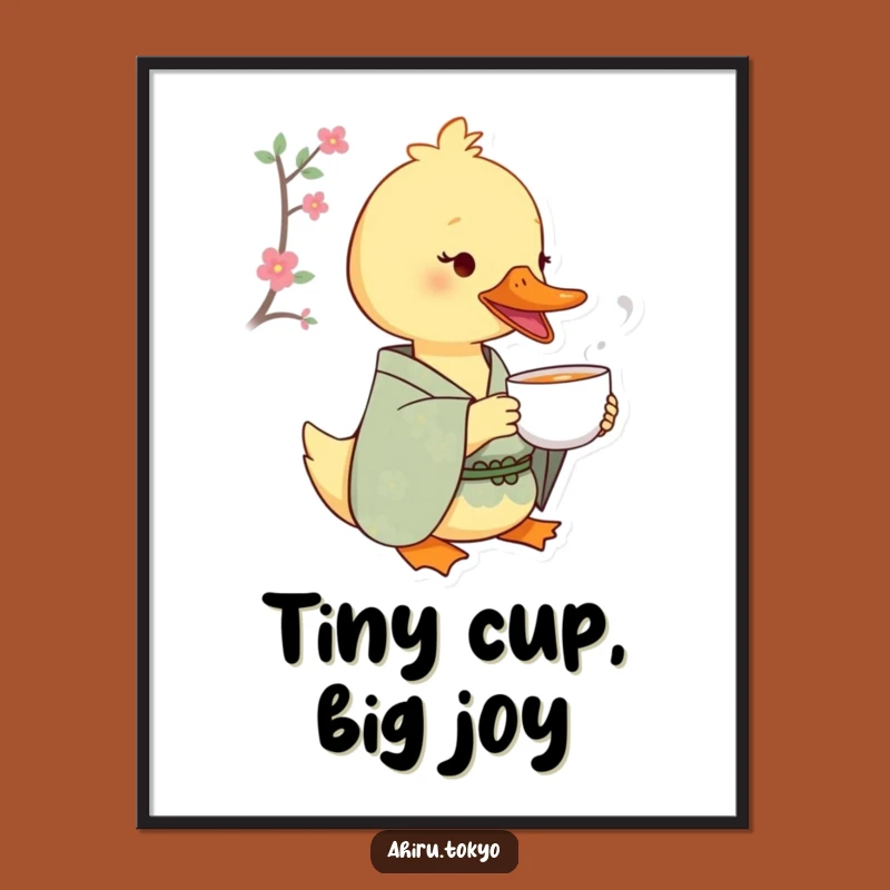 Funny Tea Sipping Duck Digital Art: Kimono Print, Delightful Humor Decor Gift