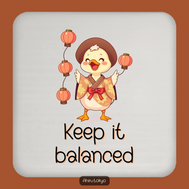 Funny Juggling Duck Coaster: Vibrant Kimono Decor, Humorous Table Gift