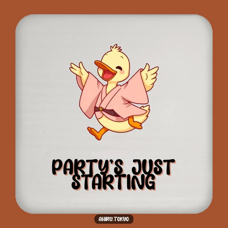 Funny Leaping Duck Coaster: Energetic Kimono Decor, Humorous Table Gift