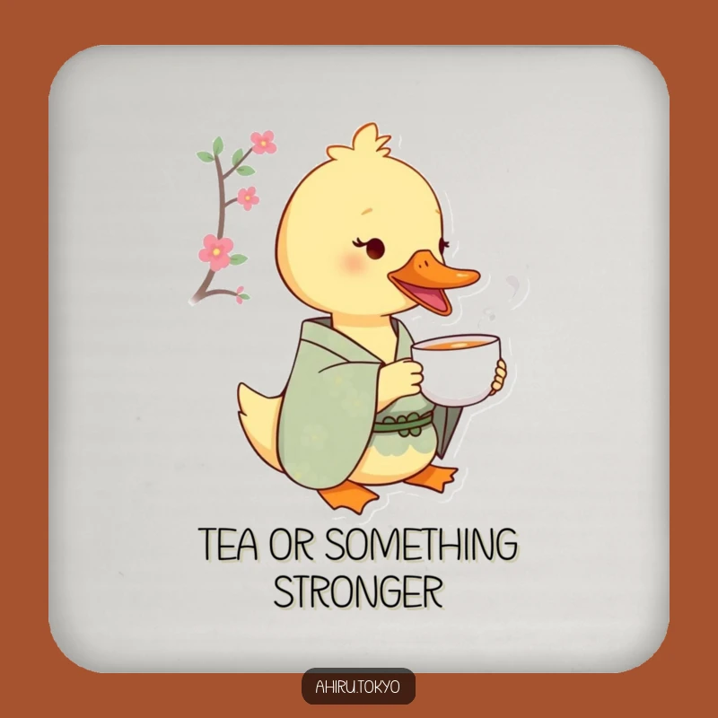Funny Tea Sipping Duck Coaster: Kimono Decor, Delightful Humor Table Gift