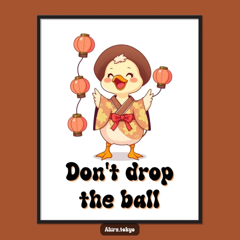 Funny Juggling Duck Poster: Vibrant Artwork, Humorous Wall Decor Gift