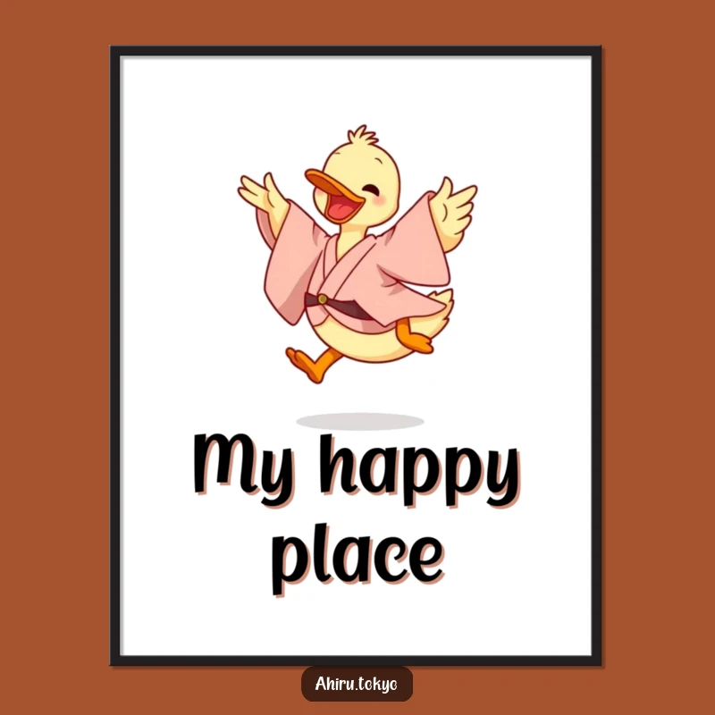 Funny Leaping Duck Poster: Energetic Artwork, Humorous Wall Decor Gift