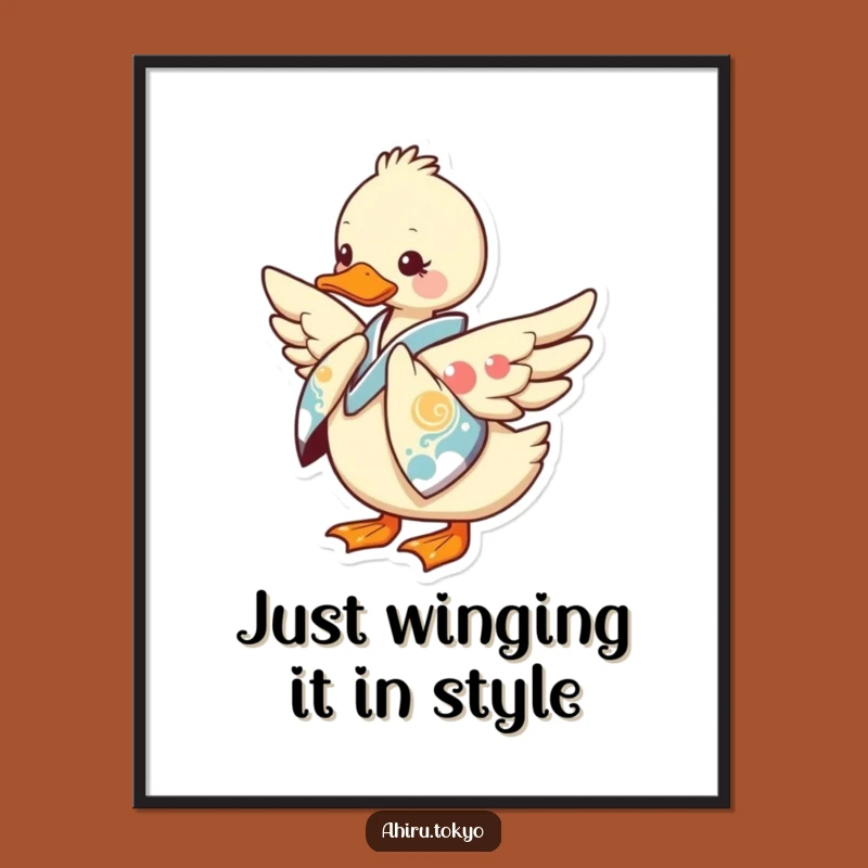 Funny Free Printable Wall Art: Bowing Kimono Duck - Humorous Downloadable Art Gift