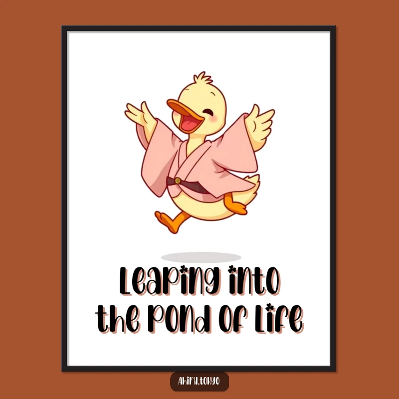 Funny Free Printable Wall Art: Leaping Kimono Duck - Energetic Downloadable Art!