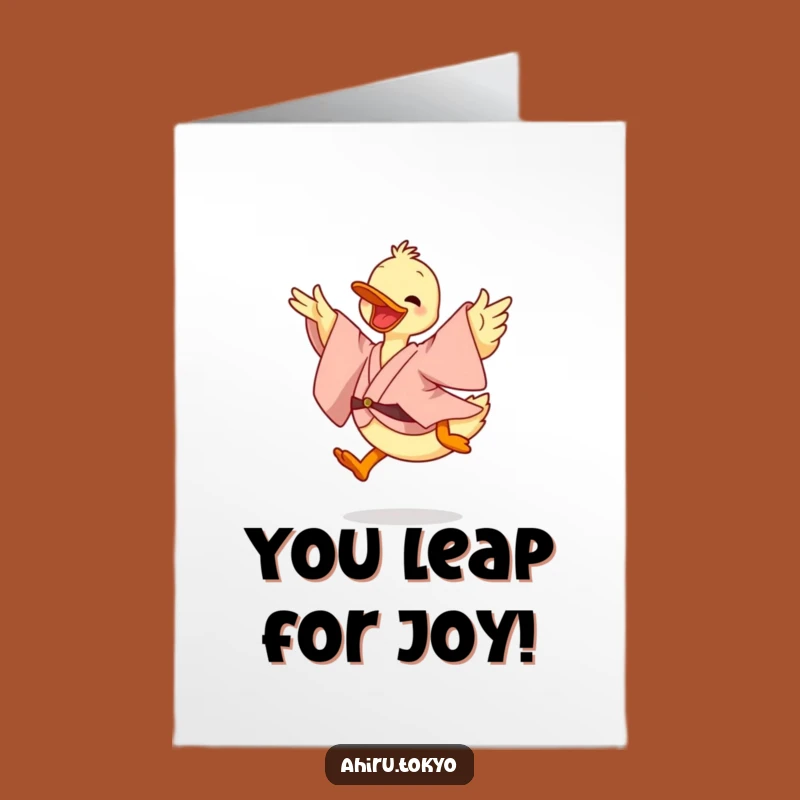 Free Printable Congrats Card: Leaping Kimono Duck - Dynamic Downloadable Gift!