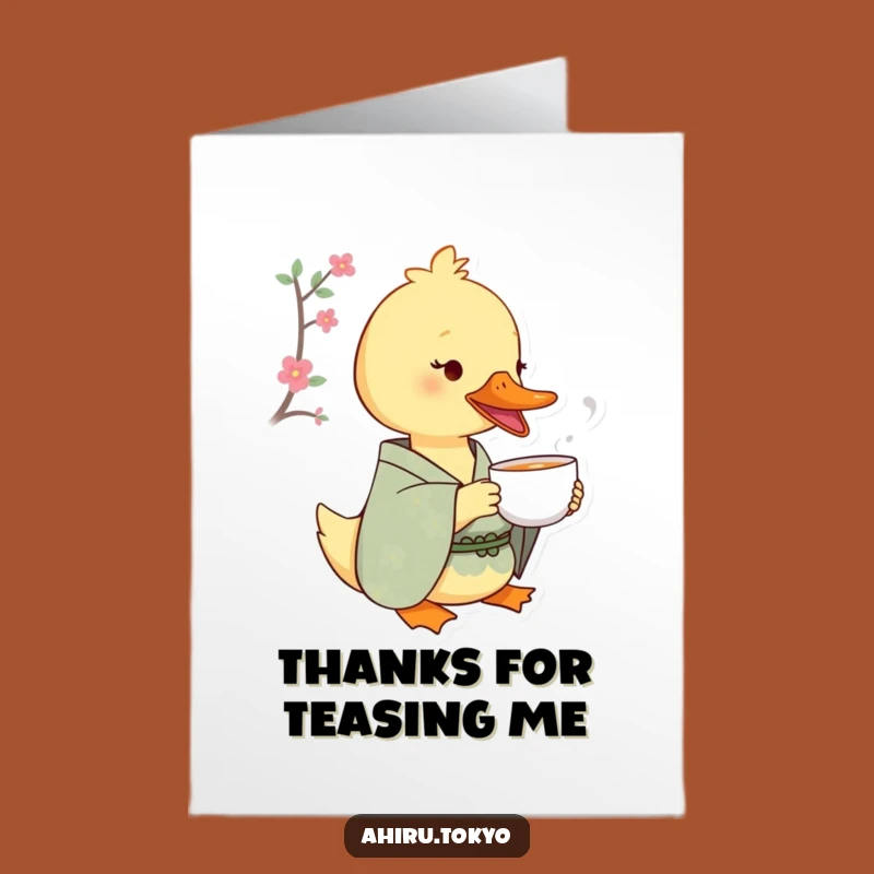 Free Printable Thank You Card: Tea-Sipping Kimono Duck - Sweet Downloadable Gift!