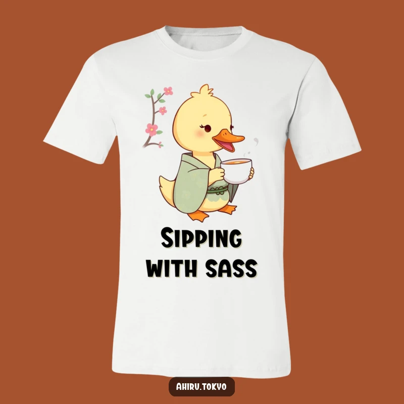 Funny Tea Sipping Duck T-Shirt: Kimono Delight, Humorous Apparel Gift